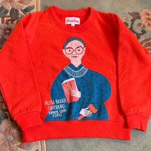 Piccolina Girls' orange Graphic Sweatshirt with RBG Illustration